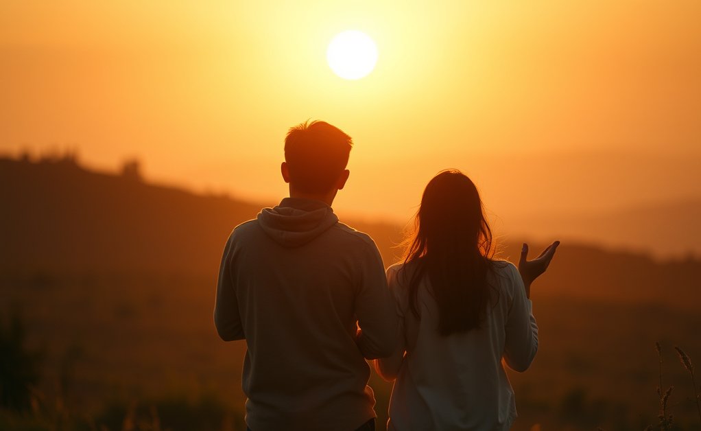 祈っているカップル